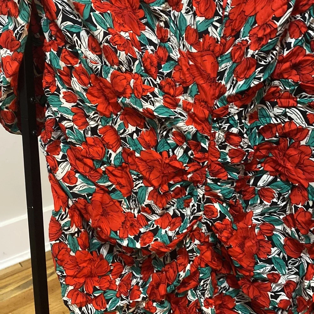 FLORAL ROSE RUCHED WRAP DRESS - Picture 6 of 7